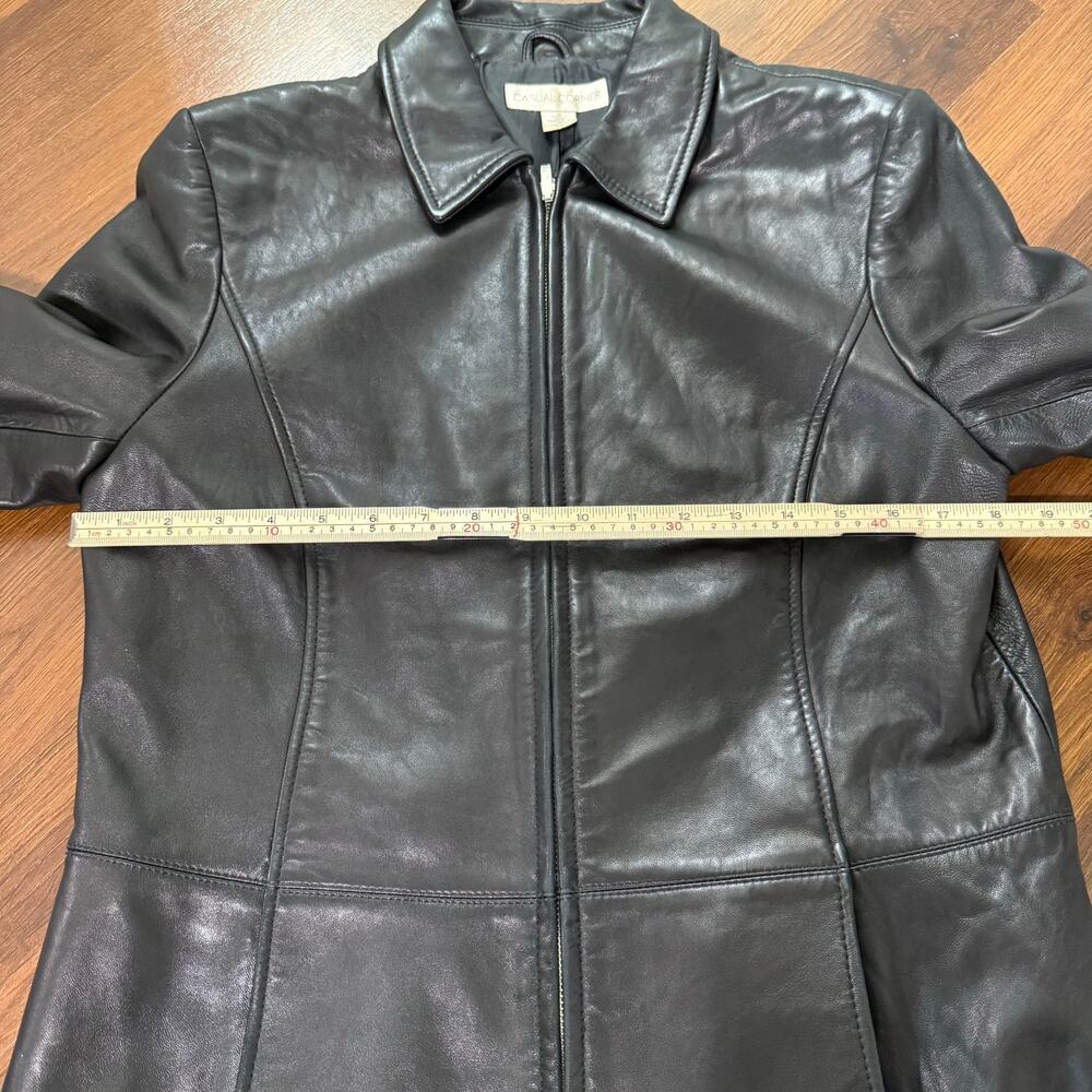 Vintage Y2K Casual Corner Full Zip Genuine Leather Jacket Minimalist Black Sz M - Picture 5 of 6